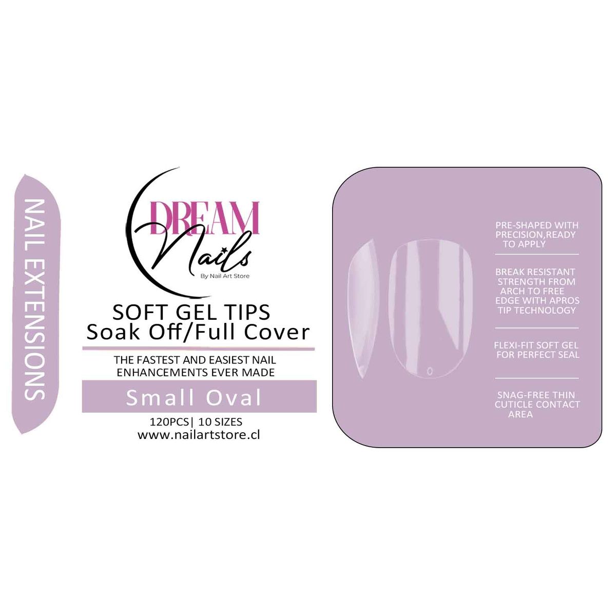 GENERICO - Caja 120 tips para Soft Gel Dream Nails Small Oval
