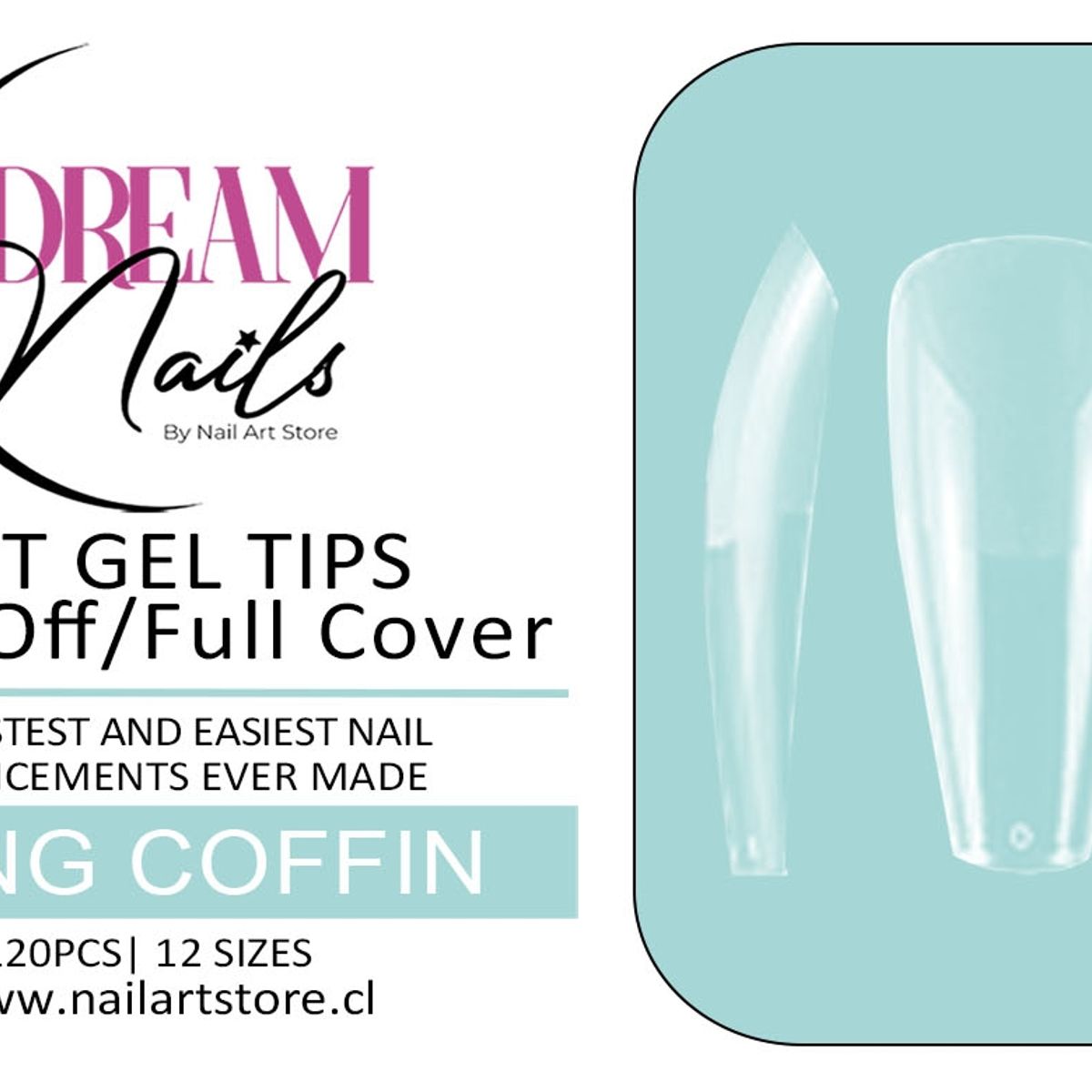 GENERICO - Caja 120 tips para Soft Gel Dream Nails Long Coffin
