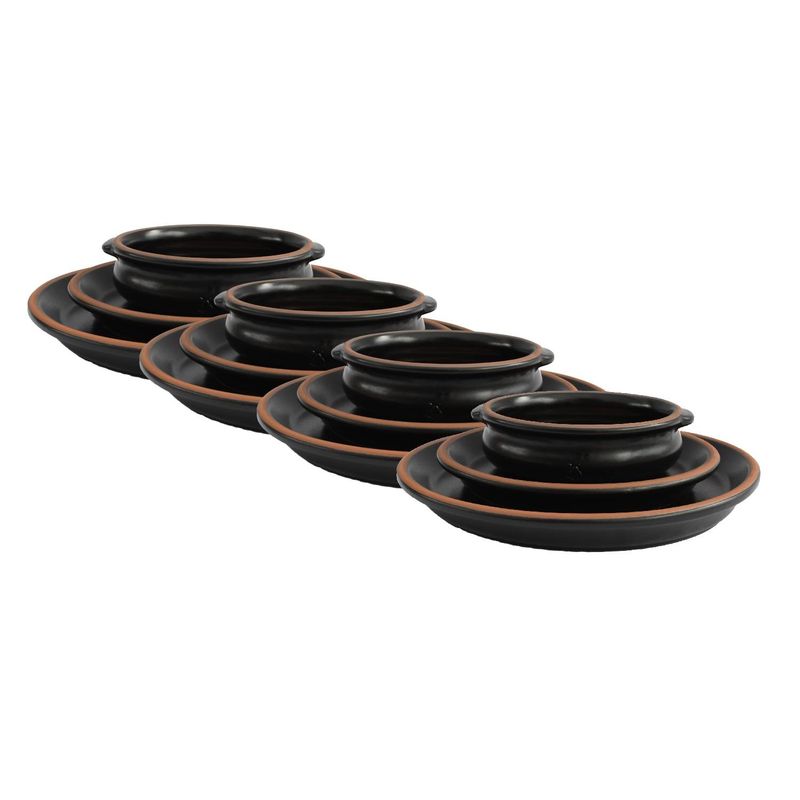 MESTIZA - Set de Platos y Cazuelas 12 Piezas Color Negro Ebano