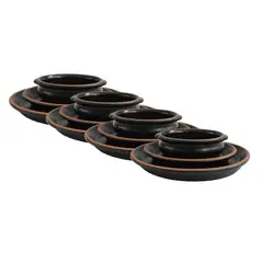MESTIZA - Set de Platos y Cazuelas 12 Piezas Color Negro Ebano