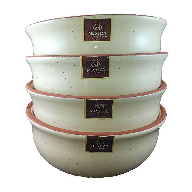 MESTIZA - Set con 4 Bowls de Ceramica Crema Miel