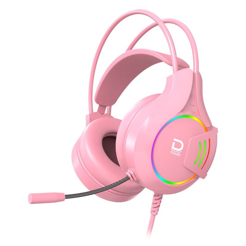 DATACOM - Gaming Headset RGB 3.5 mm + USB Rosado