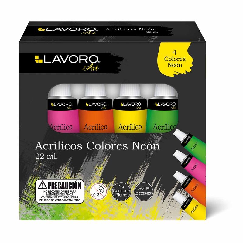 LAVORO - Pintura Acrilica 4 Colores Neon 4 Lavoro