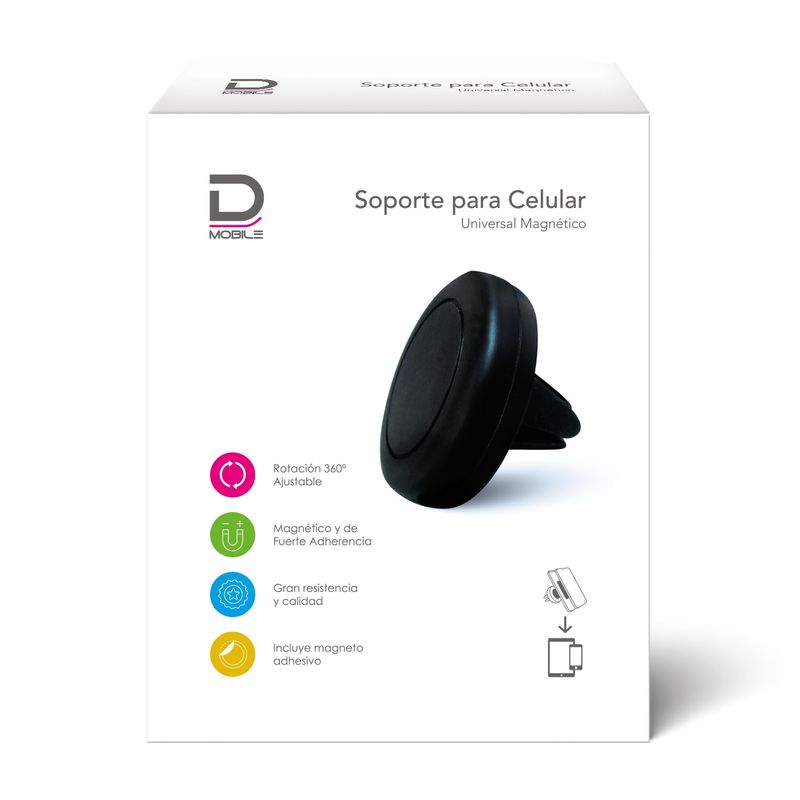 DATACOM - Soporte Celular Con Iman Negro Datacom Pronobel