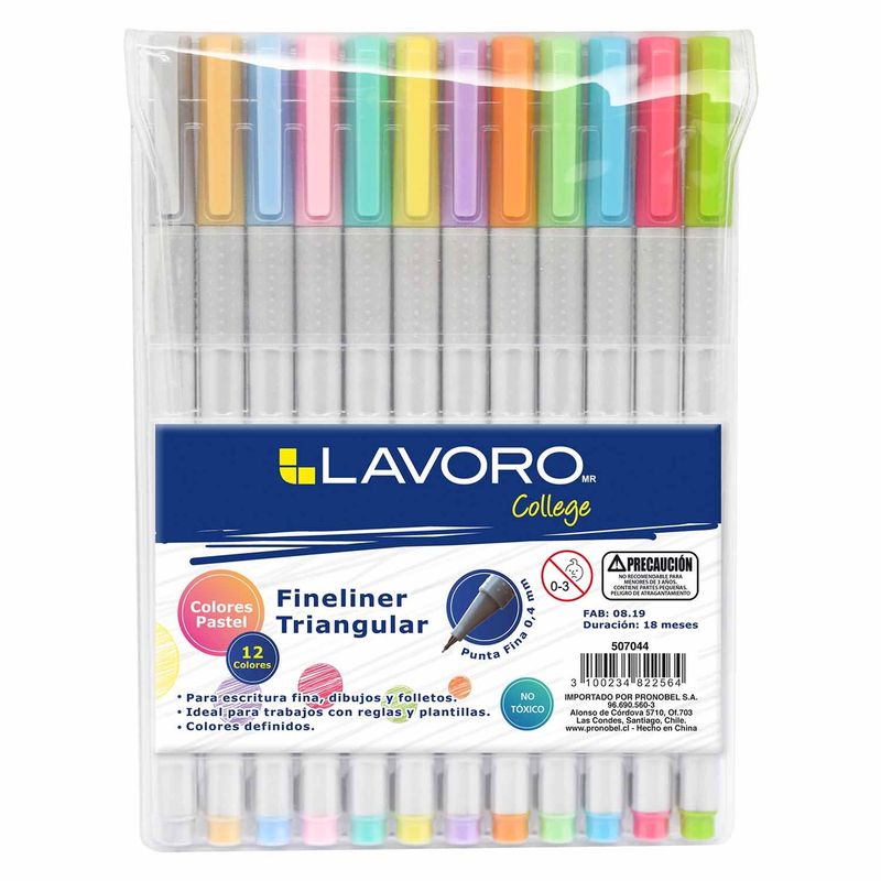 LAVORO - Fineliner Triangular 0,4 mm Colores Pastel Lavoro