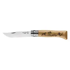 OPINEL - Cuchillo N°8 mango grabado de perros - Crema