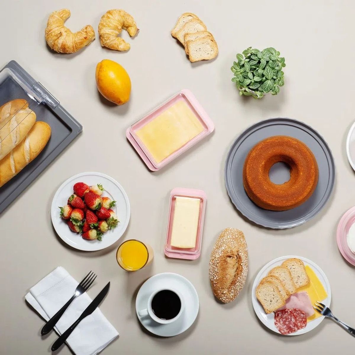 OU - Contenedor Jamón/Queso Break Rosado - Palo Rosa