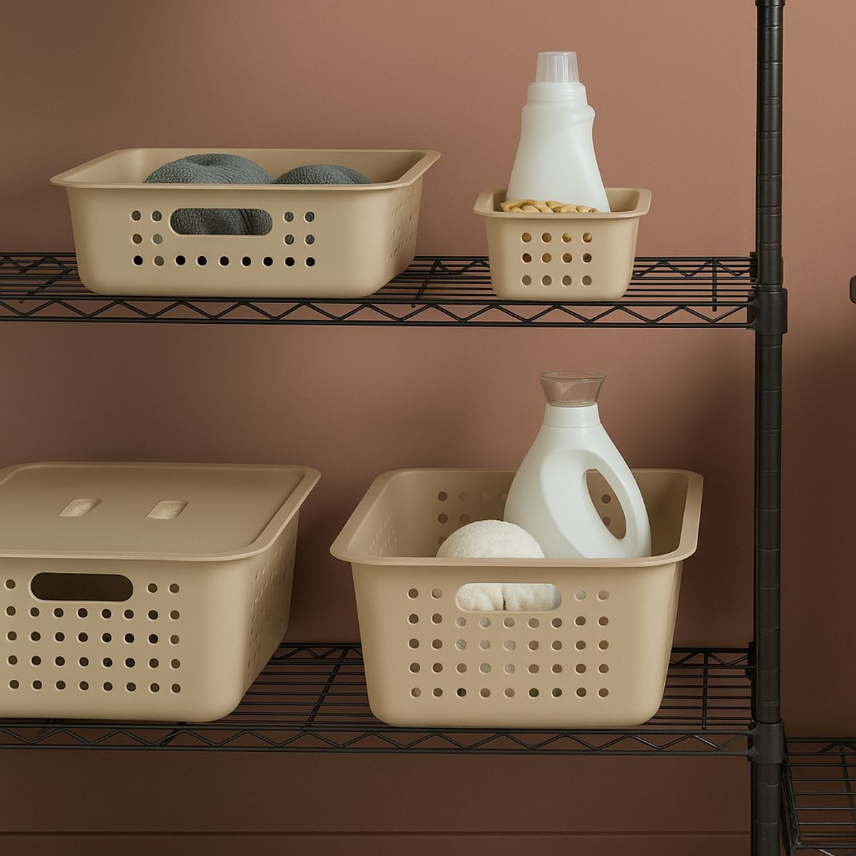 OU - Conjunto de Cestas Organizadoras Beige OU