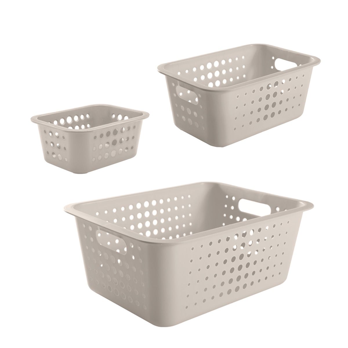 OU - Conjunto de Cestas Organizadoras Beige OU