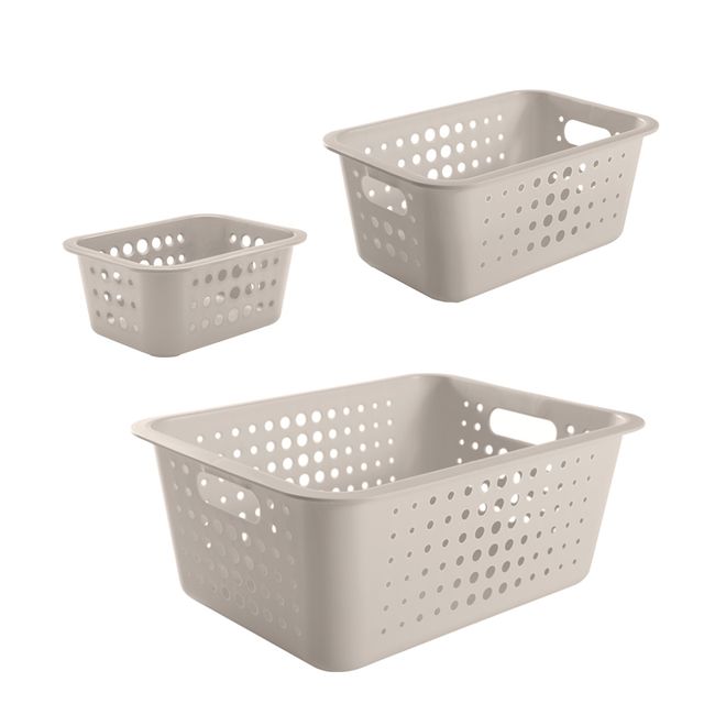 OU - Conjunto de Cestas Organizadoras Beige OU