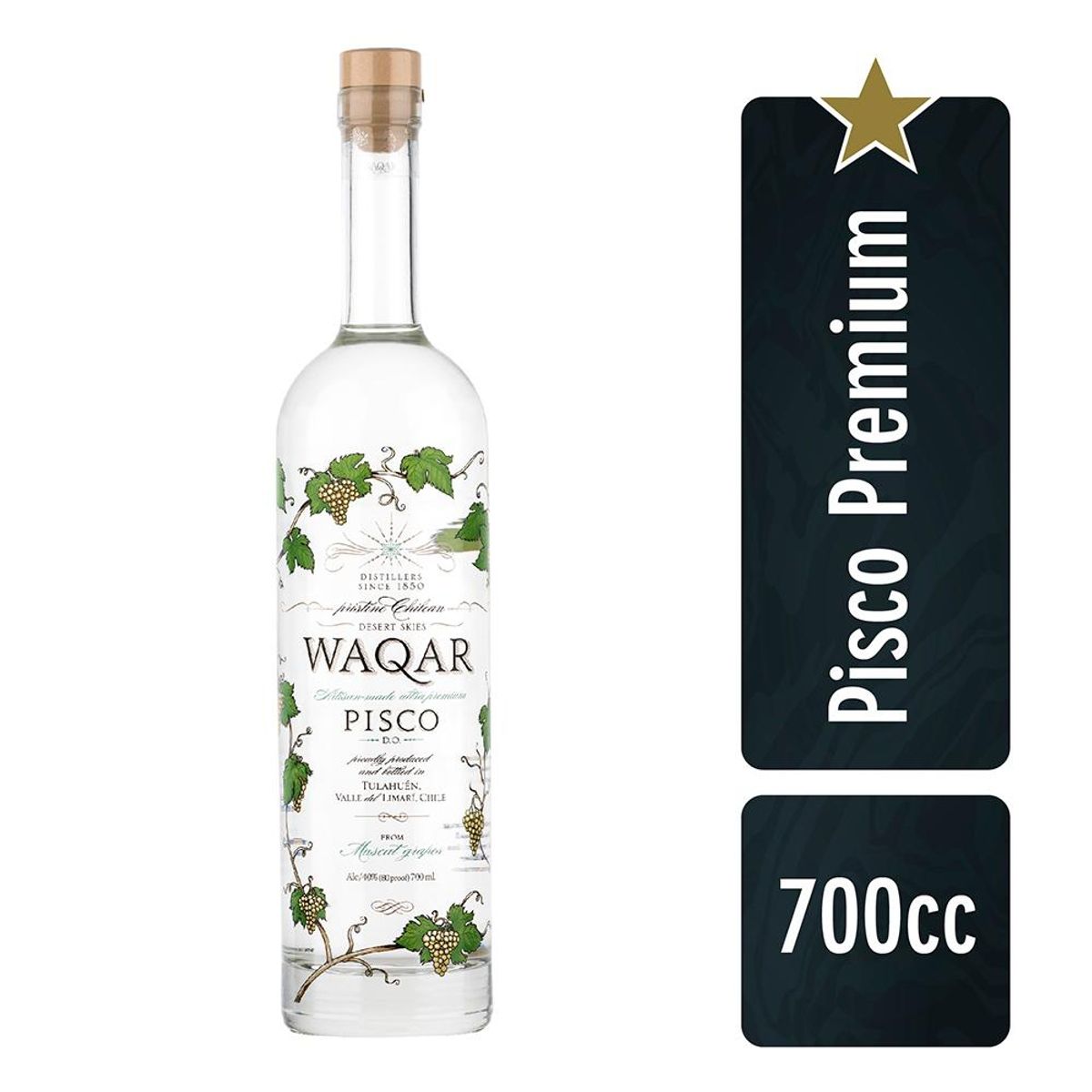 WAQAR - Pisco Premium 1 Unidad 700cc WAQAR