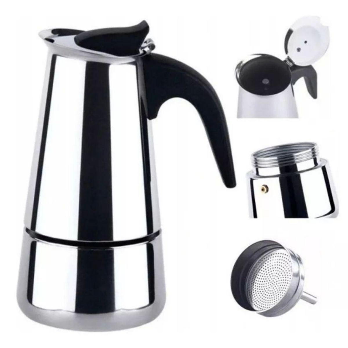 GENERICO - Cafetera Portátil De 6 Tazas Acero Inoxidable Moka Espresso.