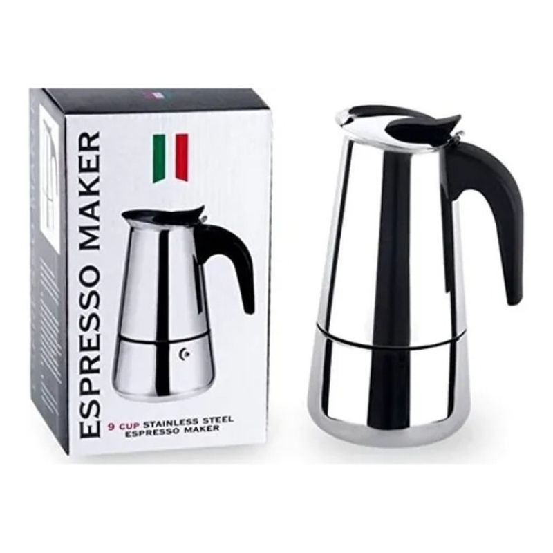 GENERICO - Cafetera Italiana Acero Inoxidable 9 Tazas Espresso
