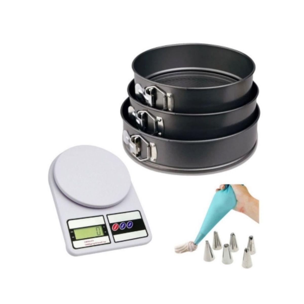 GENERICO - Molde Reposteria + Balanza Digital Cocina + Manga Pastelera