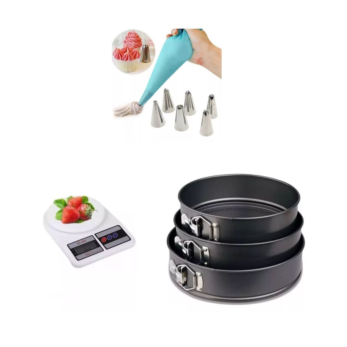 GENERICO - Molde Reposteria + Balanza Digital Cocina + Manga Pastelera