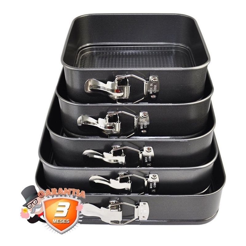 GENERICO - Set De 5 Moldes Cuadrados De Torta Antiadherente