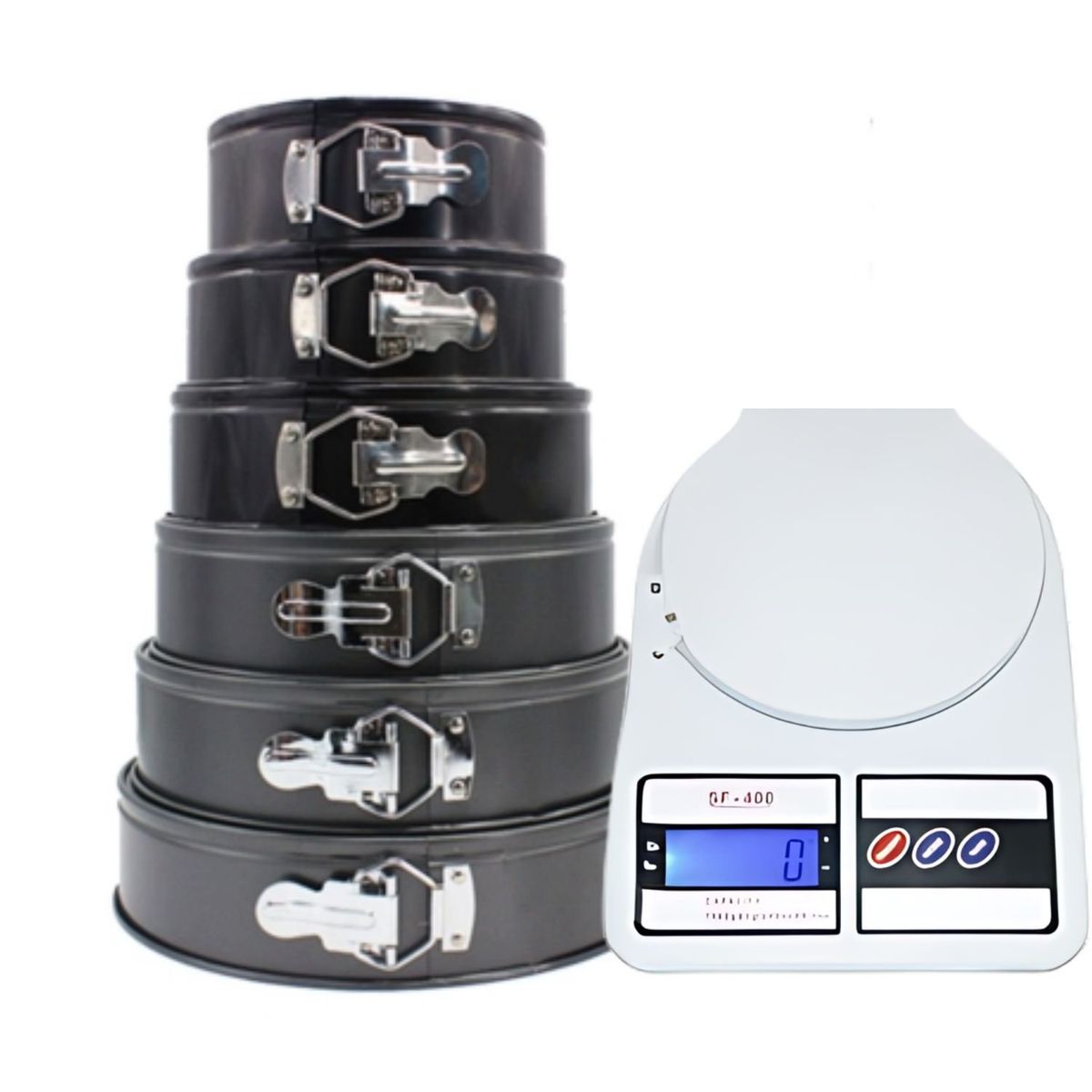 GENERICO - Set De 6 Moldes Redondos De Torta + Balanza 7 Kg.