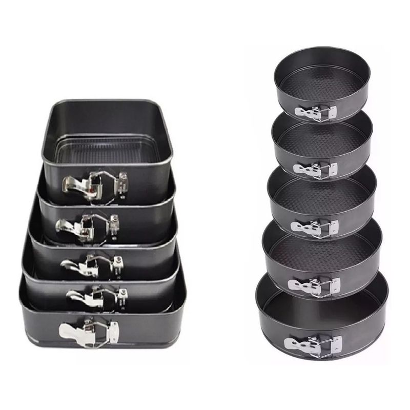 GENERICO - Set 11 Moldes Torta Antiadherente Cuadrado Circular