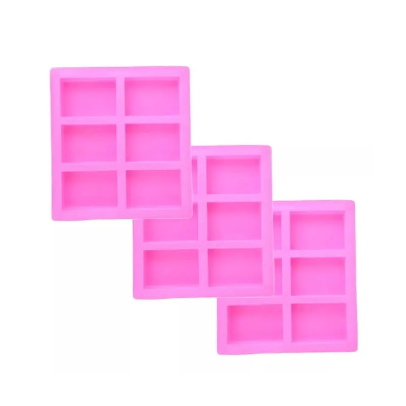GENERICO - Pack 3 Molde De Silicona Para Jabon Rectangular 6 Divisiones