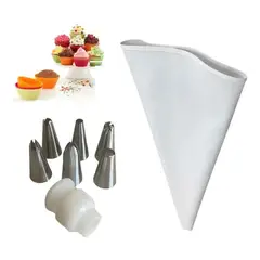 GENERICO - Manga Pastelera 30cm + 6 Boquillas Pasteleras + Acoplador.