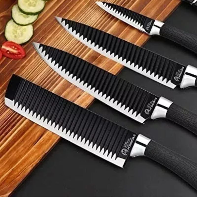 GENERICO - Set Cuchillos De Cocina 6 Piezas Acero Inoxidable Cpelador.
