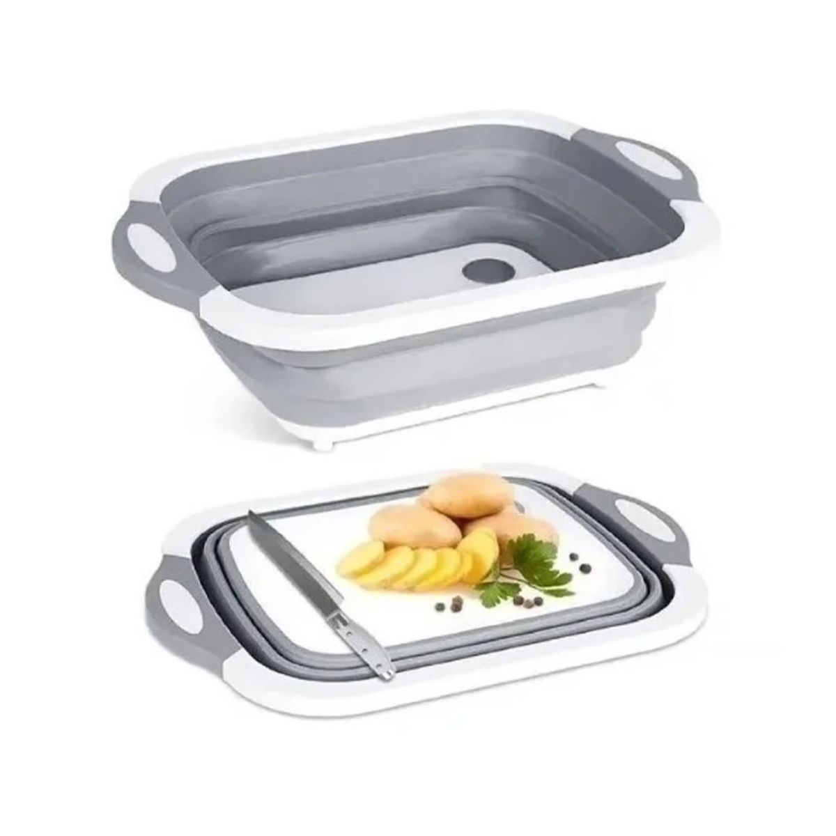 GENERICO - Tabla De Silicona 2 En 1 De Cortar Plegable Drenaje Cocina.