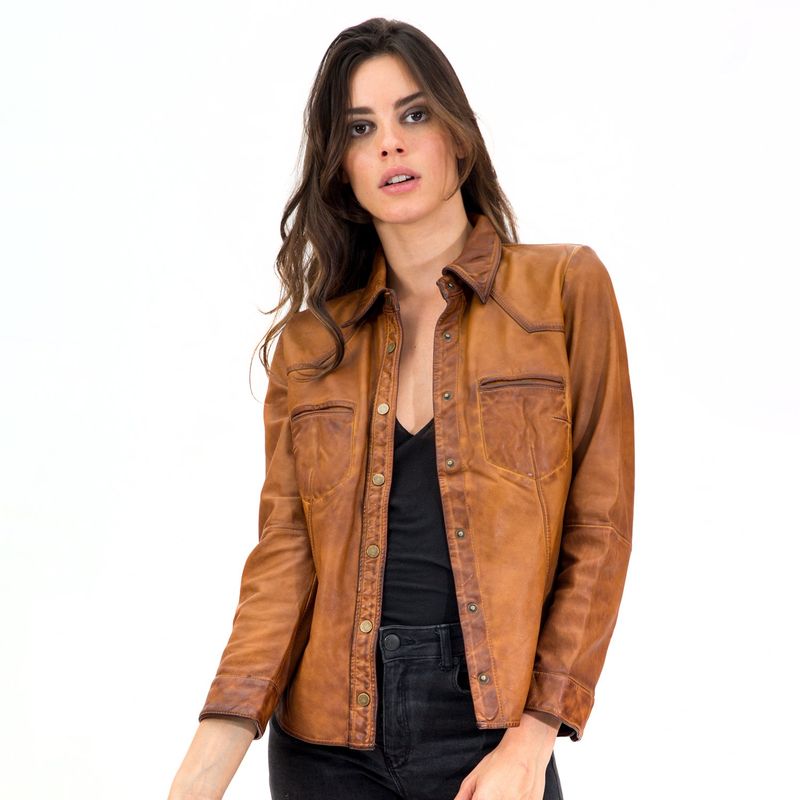 ALMABAR - Blusa de cuero tofee