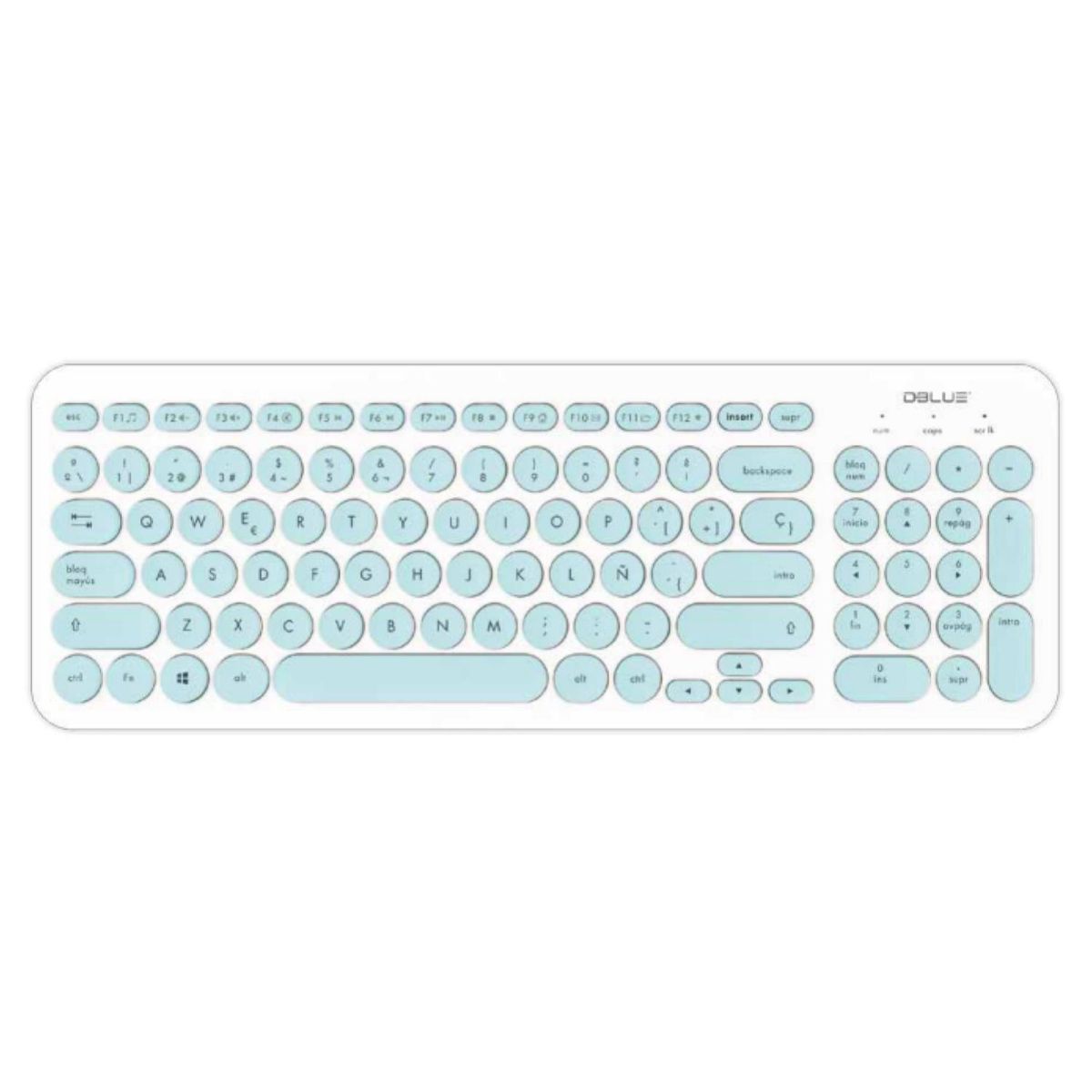 DBLUE - Teclado USB Ultra Delgado 96 Teclas Redondas Celestes Dblue