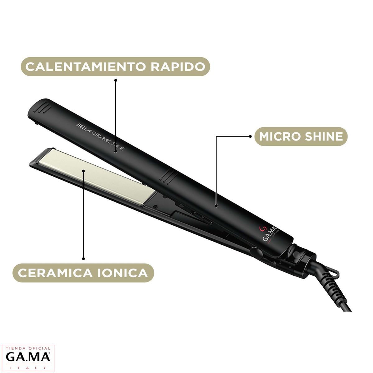 GAMA - Plancha Alisadora Gama Bella Ceramic Shine Ion Ultra Slim