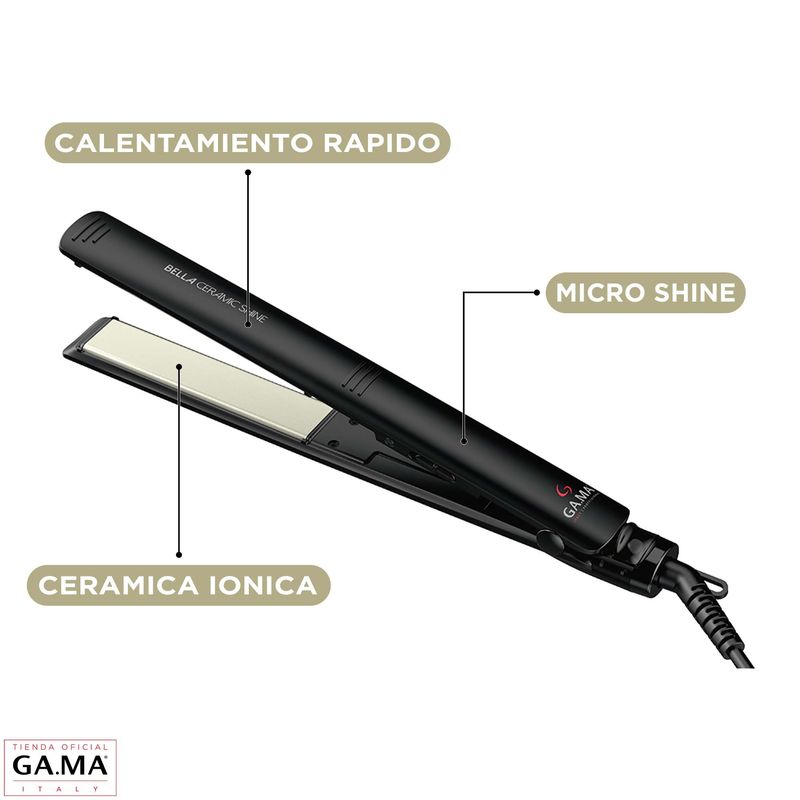 GAMA Plancha Alisadora Gama Bella Ceramic Shine Ion Ultra Slim
