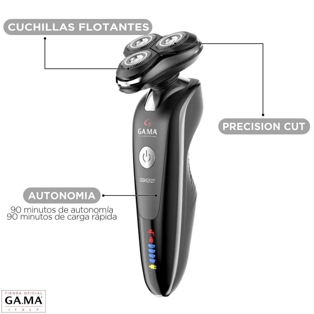 GAMA - Afeitadora Gama GSH2527 Wet Dry Cortapelos y Nose Trimmer