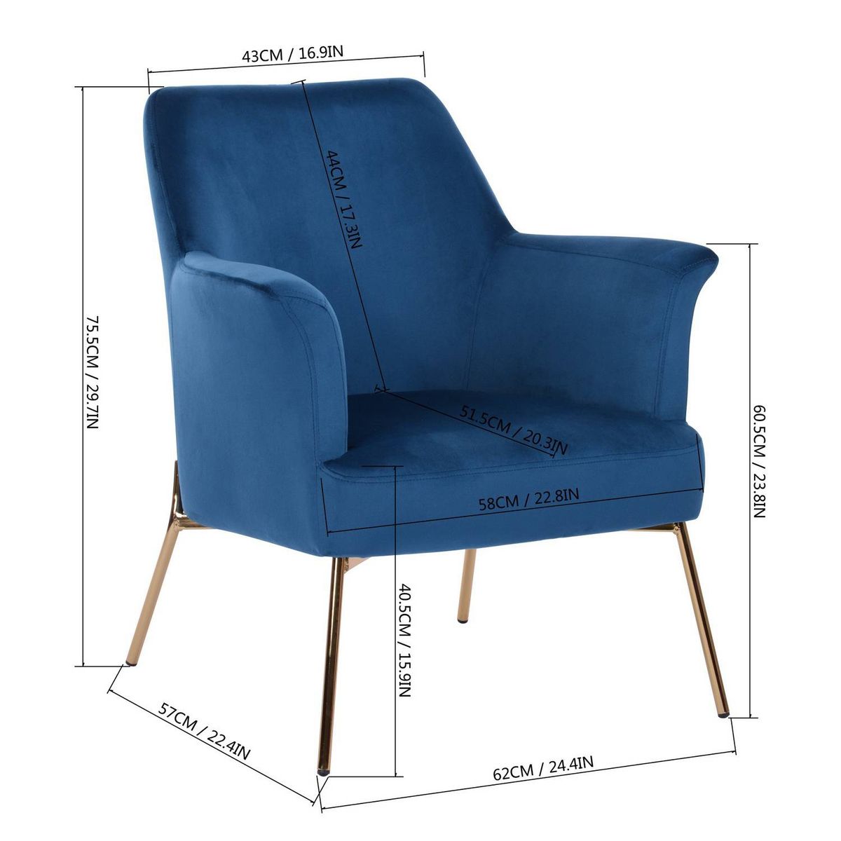 NOVAHUS - Poltrona Sitial Rose Lenglet Azul