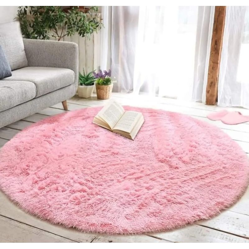 GENERICO - Alfombras Peludas Redondas 150x150 Rosada