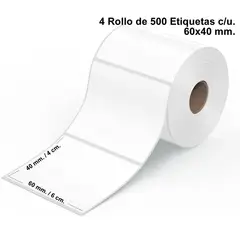 SMART BAGS - 4 Rollos Etiqueta Termica Autoadhesiva 60x40. 2000 Etiquetas