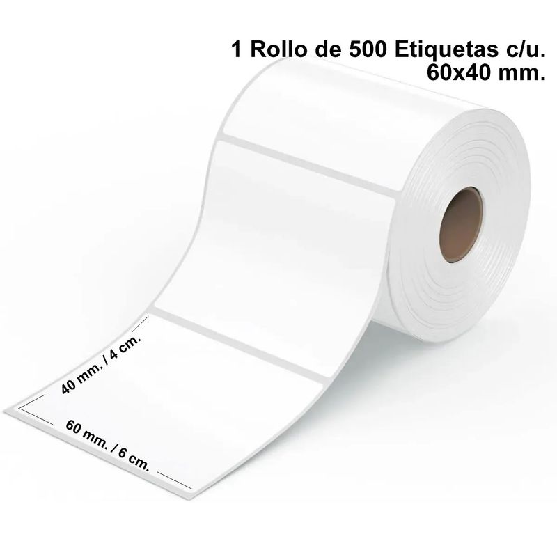 GENERICO - 1 Rollo Etiqueta Termicas Autoadhesiva 60x40. 500 Unidades