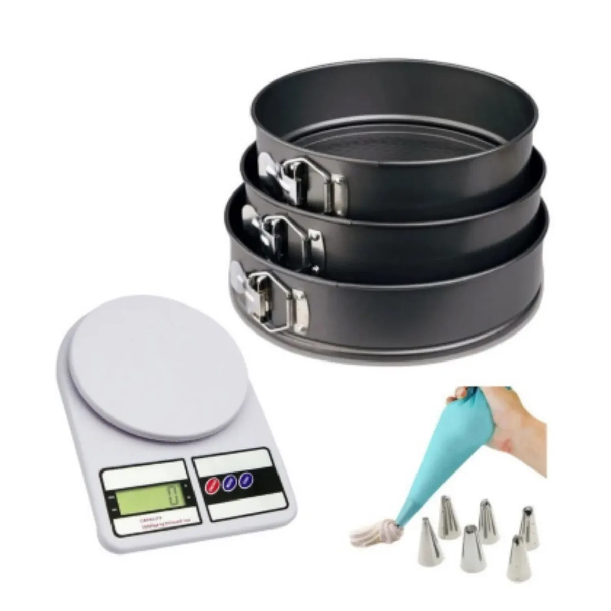 GENERICO - Molde Reposteria + Balanza Digital Cocina + Manga Pastelera