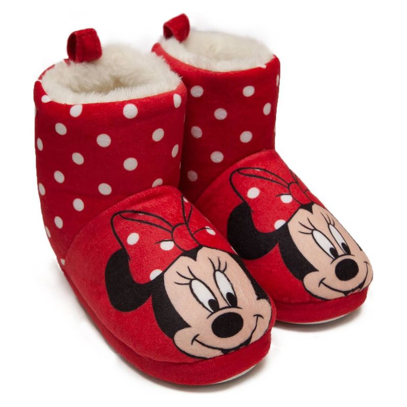 DISNEY - Pantufla Bota Niña Minnie Asomada 3D Rojo Disney