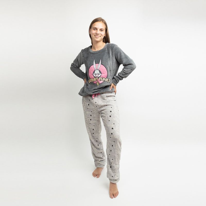WARNER BROS - Pijama Mujer Presentación Gris Looney Tunes