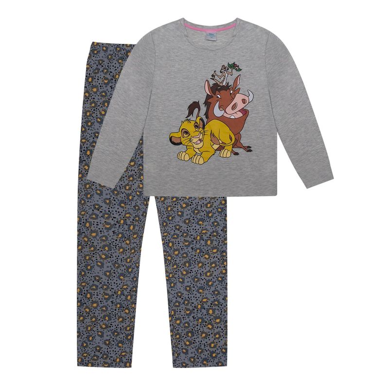 DISNEY - Pijama Niña Rey Leon Amigos Gris Disney