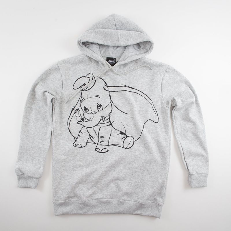 DISNEY - Poleron Mujer Dumbo Dibujado Gris Disney.