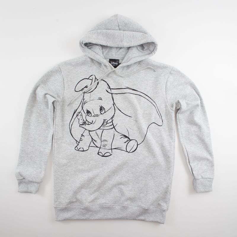 DISNEY - Poleron Mujer Dumbo Dibujado Gris Disney.