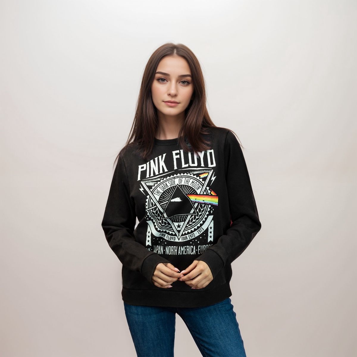 PINK FLOYD - Poleron Mujer YOU Pink Floyd Prima Negro