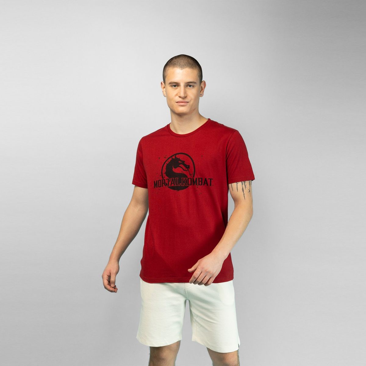 MORTAL KOMBAT - Polera Hombre YOU Mortal Kombat Logo Burdeo