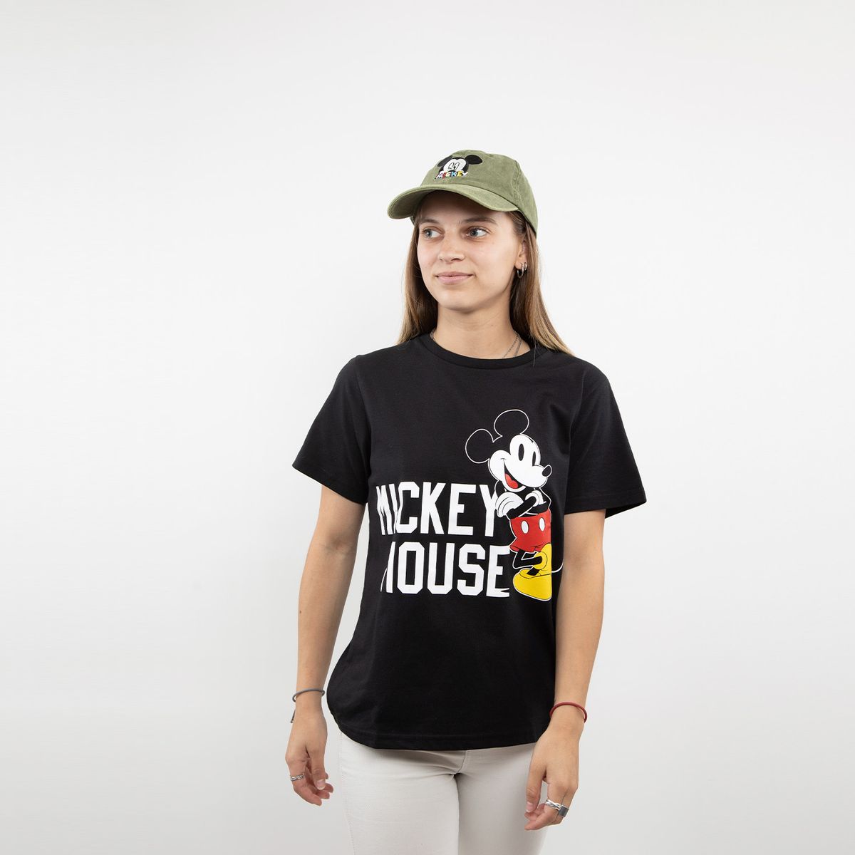 DISNEY - Polera Mujer Mickey Apoyado Negro Disney
