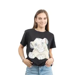 DISNEY - Polera Mujer Rey Leon Patas Cruzadas Negro