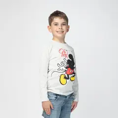 DISNEY - Polera Manga Larga Niño Mickey Shock Gris