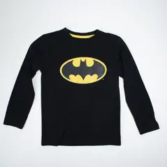 DC COMICS - Polera Manga Larga Niño Batman Yes Negro