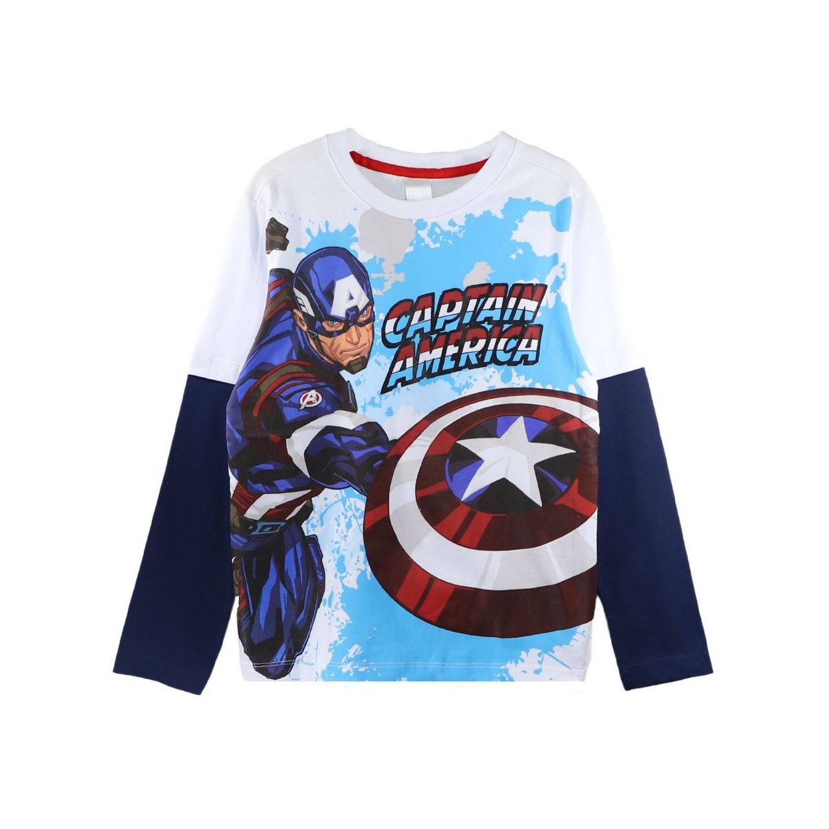 MARVEL - Polera Manga Larga Niño Capitan America W Blanco Marvel