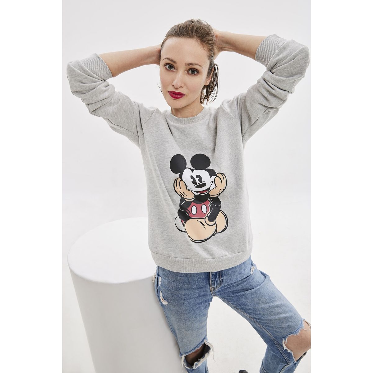 DISNEY - Poleron mujer mickey gris disney