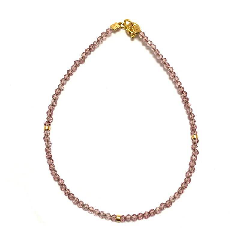ANDREA COGGIOLA JOYAS - Pulsera Cristal Morado Claro Mostacillas Enchapado Oro 18K